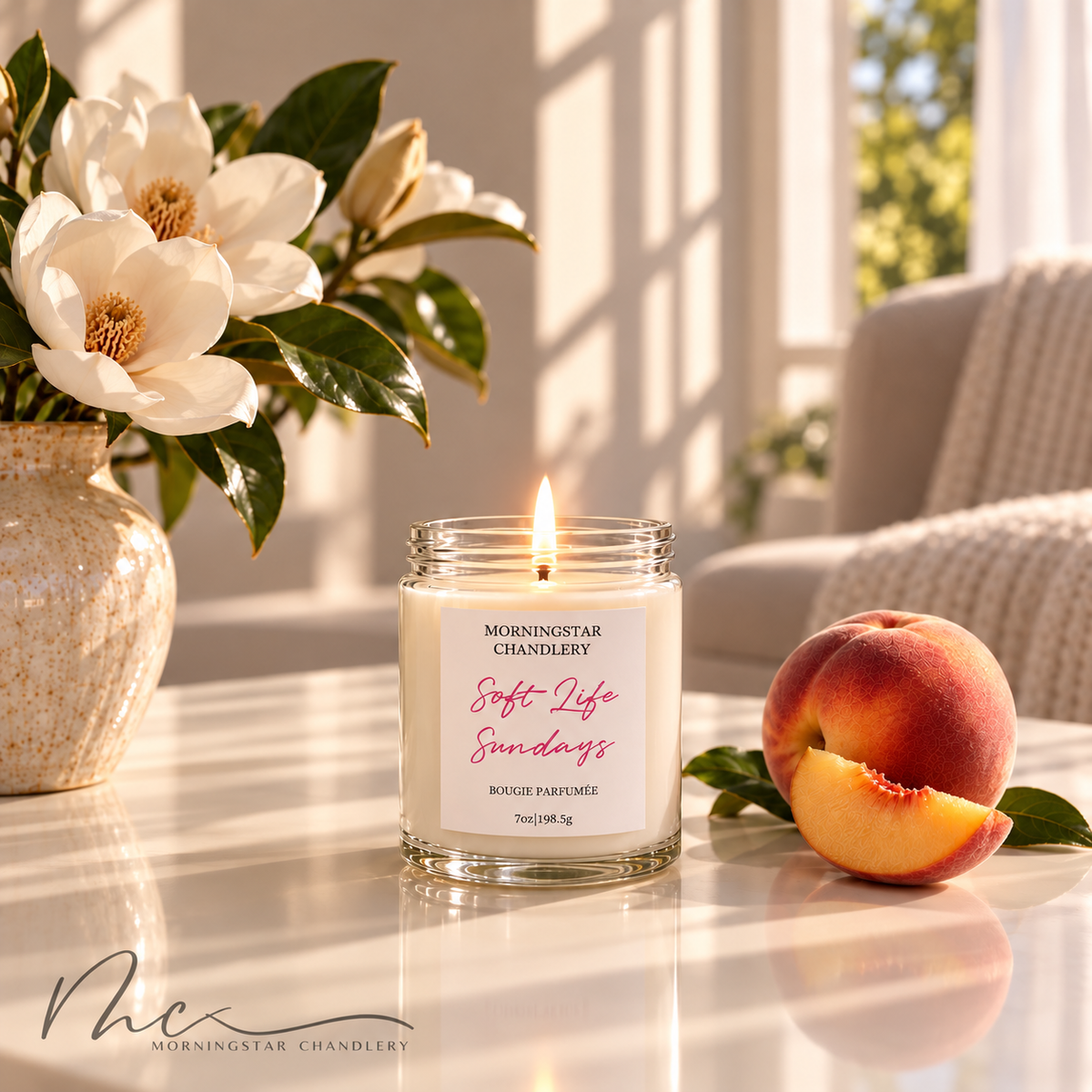 Soft Life Sundays | Peach Magnolia Scented Candle